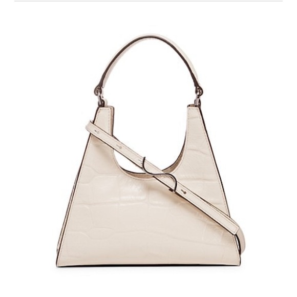 STAUD Handbags - STAUD Mini Rey Croc-Embossed Leather Shoulder Bag- Cream